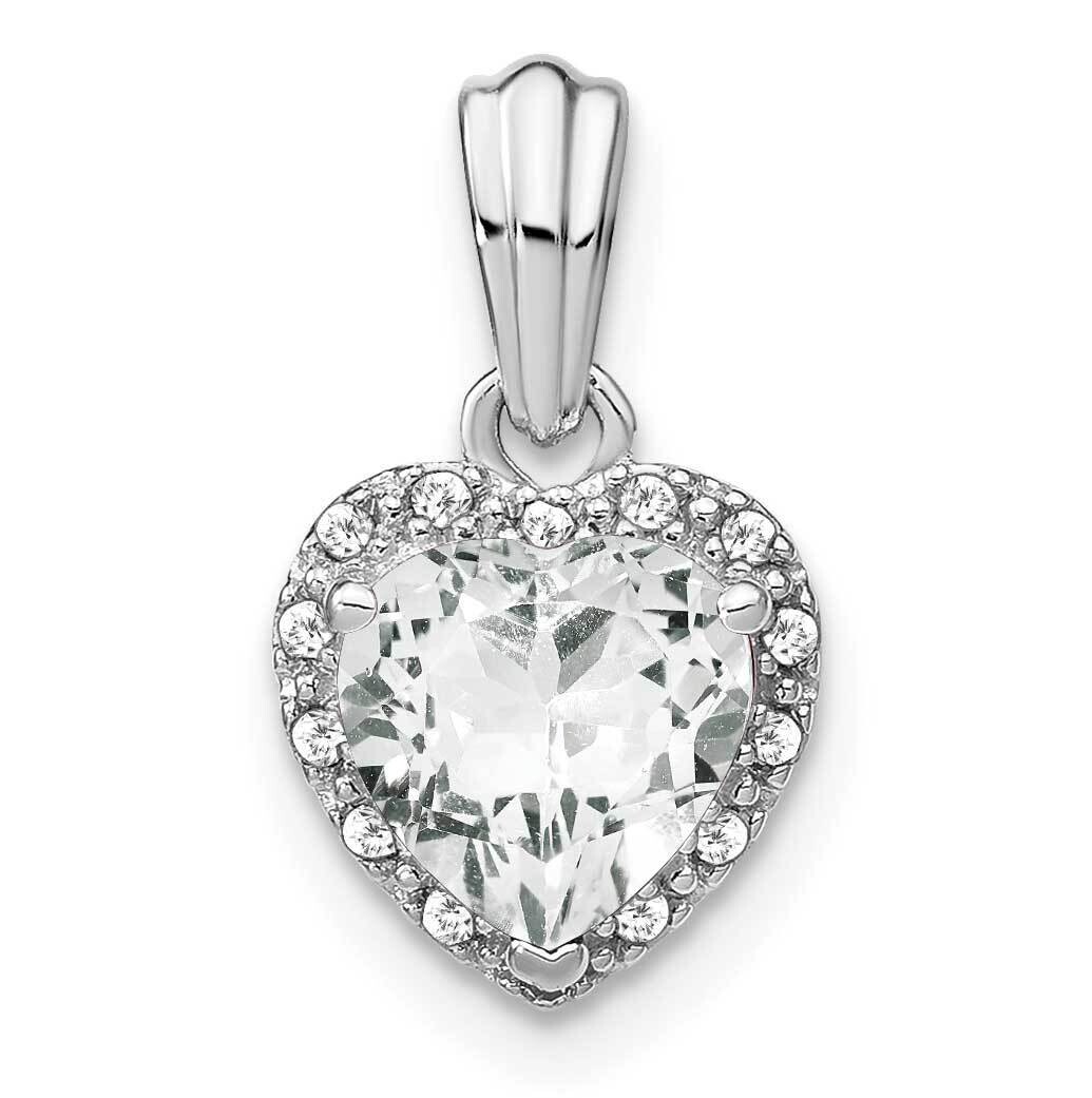 White Topaz Diamond Pendant Sterling Silver Rhodium-Plated PM7400-WT-007-SSA, MPN: PM7400-WT-007-SS…