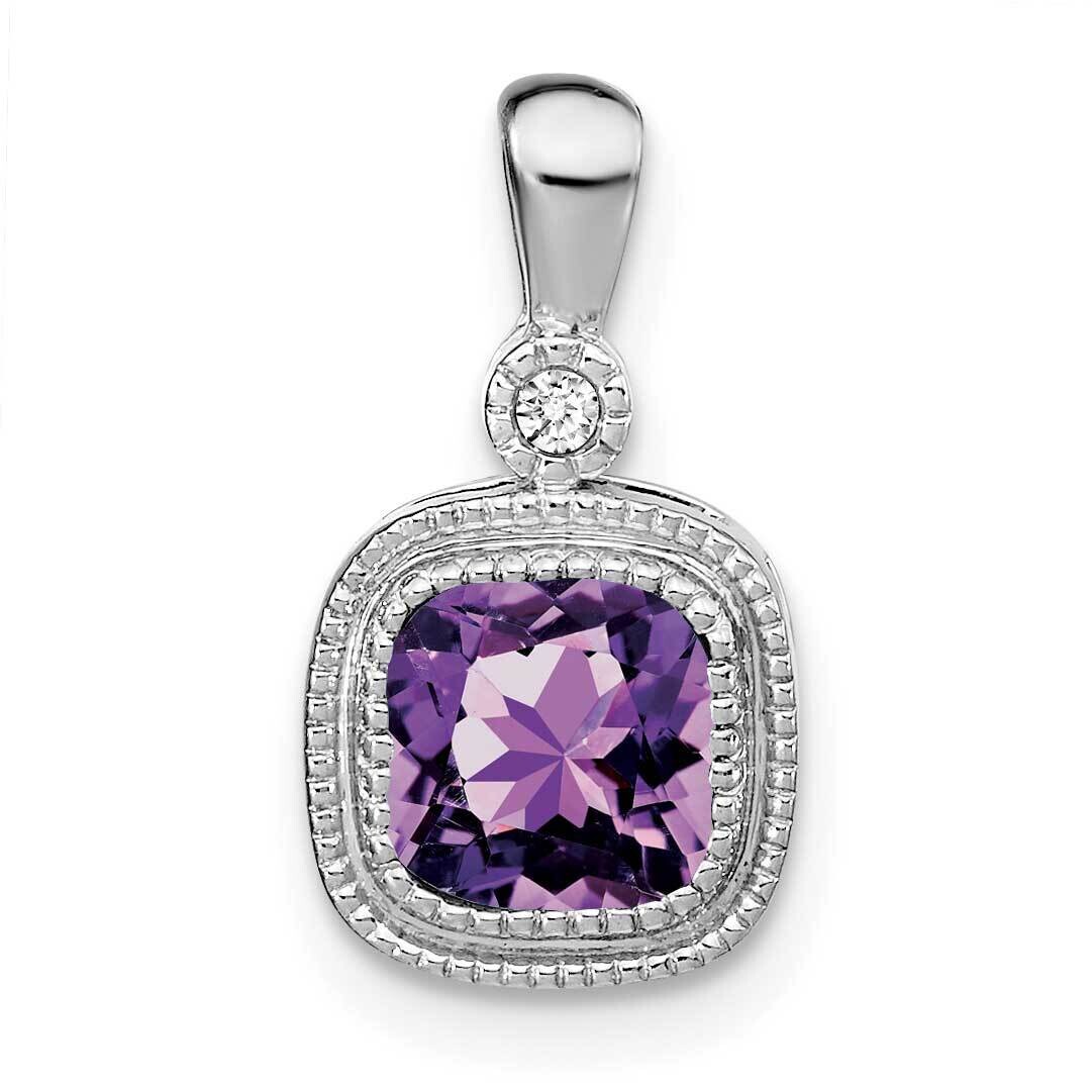 Cushion Amethyst Diamond Pendant 14k White Gold PM3665-AM-001-WA, MPN: PM3665-AM-001-WA,