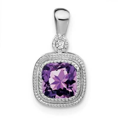 Cushion Amethyst Diamond Pendant 14k White Gold PM3665-AM-001-WA, MPN: PM3665-AM-001-WA,