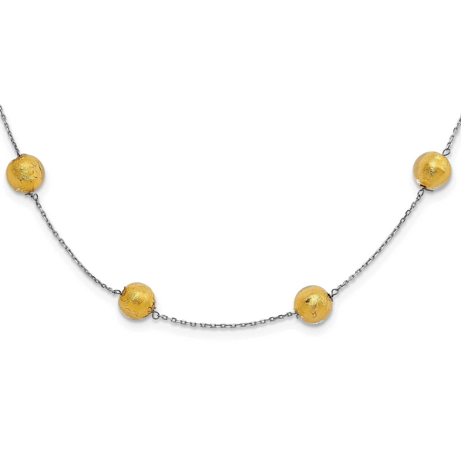 Murano Glass Beaded 1.5 Inch Extension Necklace 14k White Gold MUR21-16, MPN: MUR21-16, 883957030821