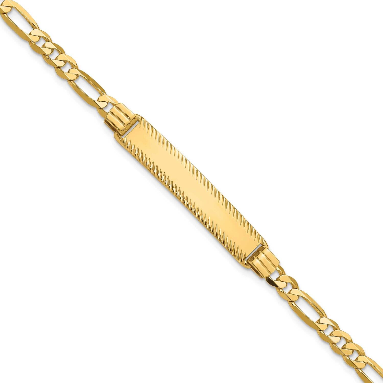 Figaro Diamond Cut Id Bracelet 7 Inch 14k Gold LID100-7