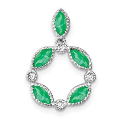 Emerald Diamond Pendant 14k White Gold PM7206-EM-005-WA, MPN: PM7206-EM-005-WA,