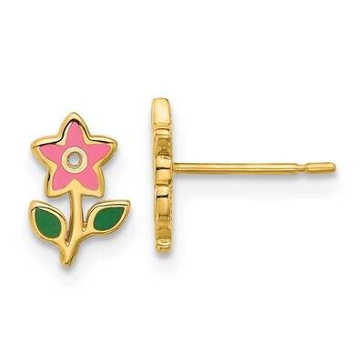 Madi K Polished Enameled Flower Post Earrings 14k Gold GK1180, MPN: GK1180,