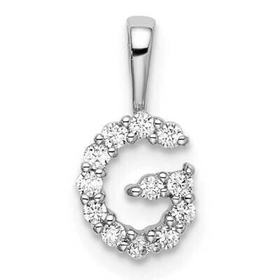 Diamond Letter G Initial Pendant 14k White Gold PM6988G-012-WLG, MPN: PM6988G-012-WLG, 883957886343