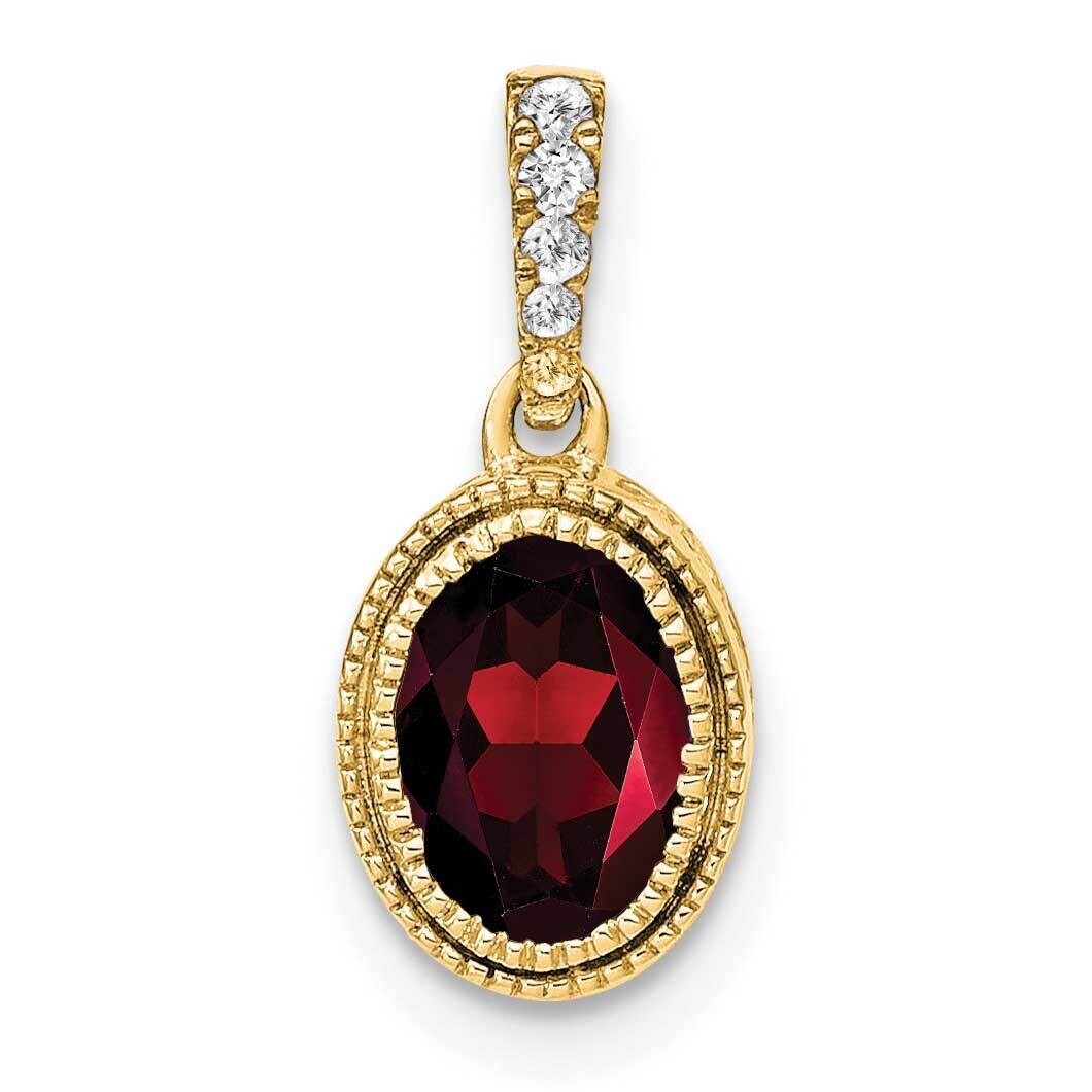 Oval Garnet Diamond Pendant 14k Gold PM7093-GA-020-YA, MPN: PM7093-GA-020-YA,