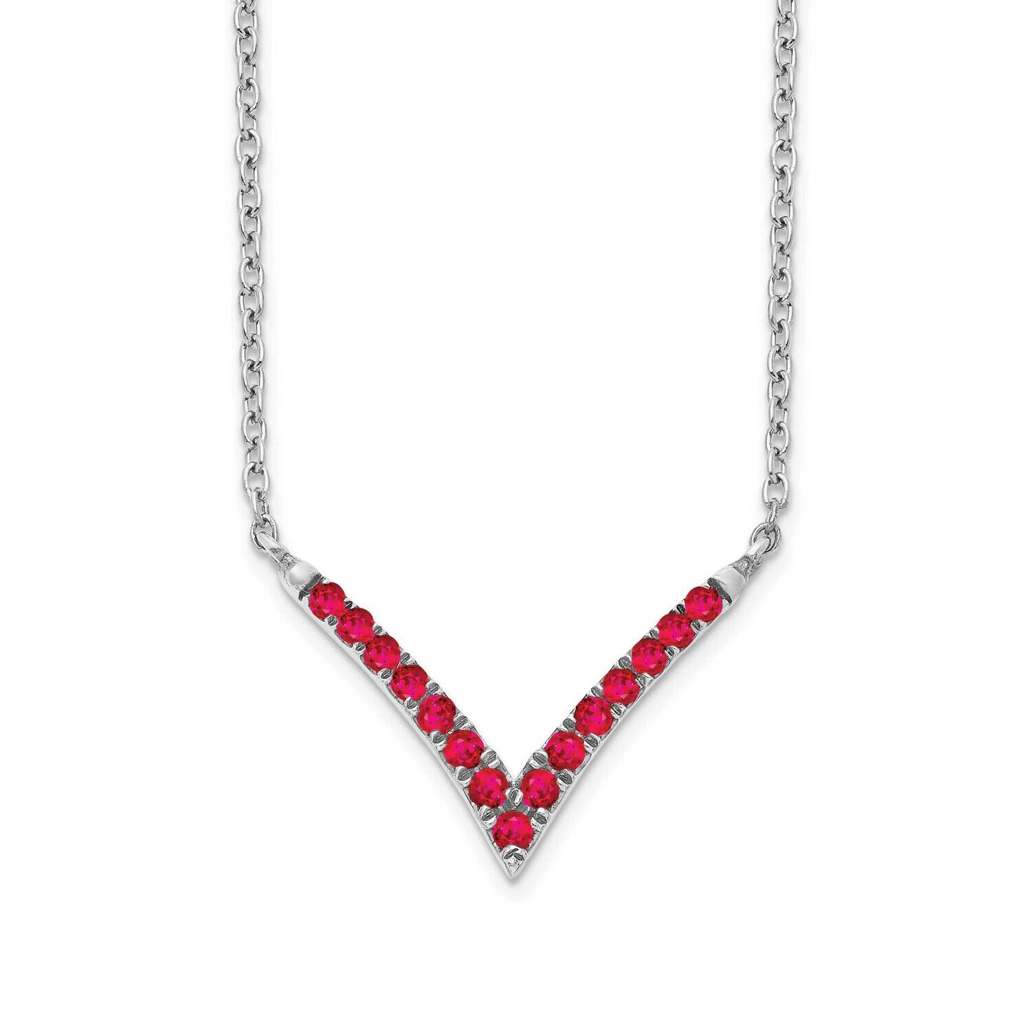 Ruby 18 Inch V-Necklace 14k White Gold PM7255-RU-W, MPN: PM7255-RU-W, 883957763729