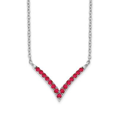 Ruby 18 Inch V-Necklace 14k White Gold PM7255-RU-W, MPN: PM7255-RU-W, 883957763729