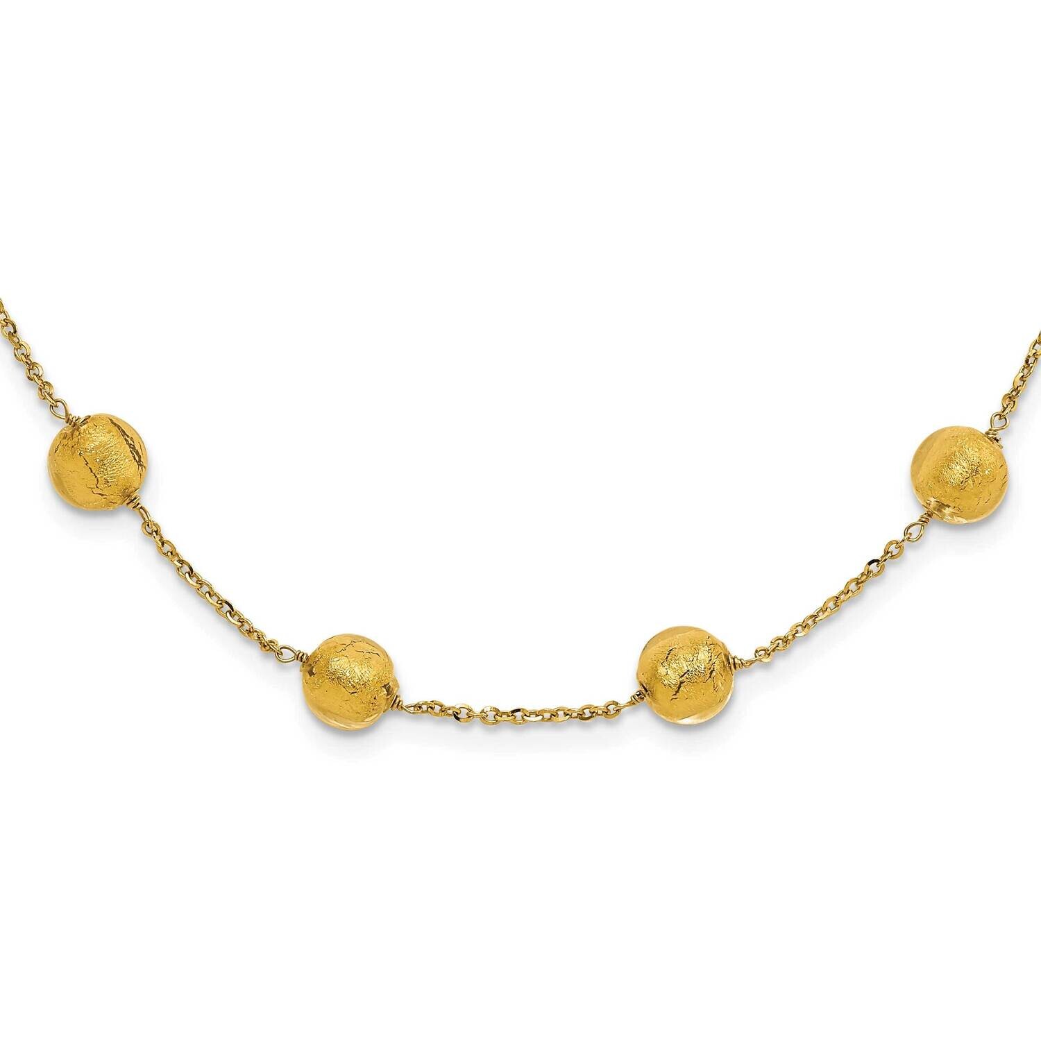 Murano Glass Bead & Chain Necklace 16 Inch 14k Gold MUR26-16