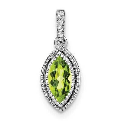 Marquise Peridot Diamond Pendant 14k White Gold PM7095-PE-012-WA, MPN: PM7095-PE-012-WA,