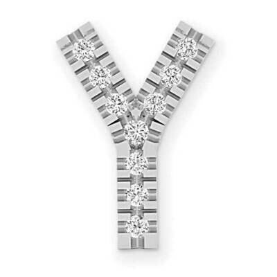 Diamond Initial Y Charm 14k White Gold PM5221Y-008-WA, MPN: PM5221Y-008-WA, 196904077757