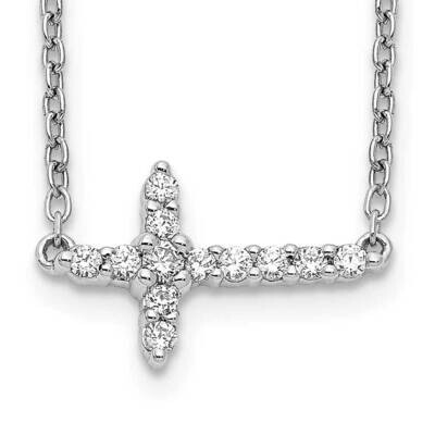 Diamond Sideways Cross 18 Inch Necklace 10k White Gold PM4692-016-1WA, MPN: PM4692-016-1WA,