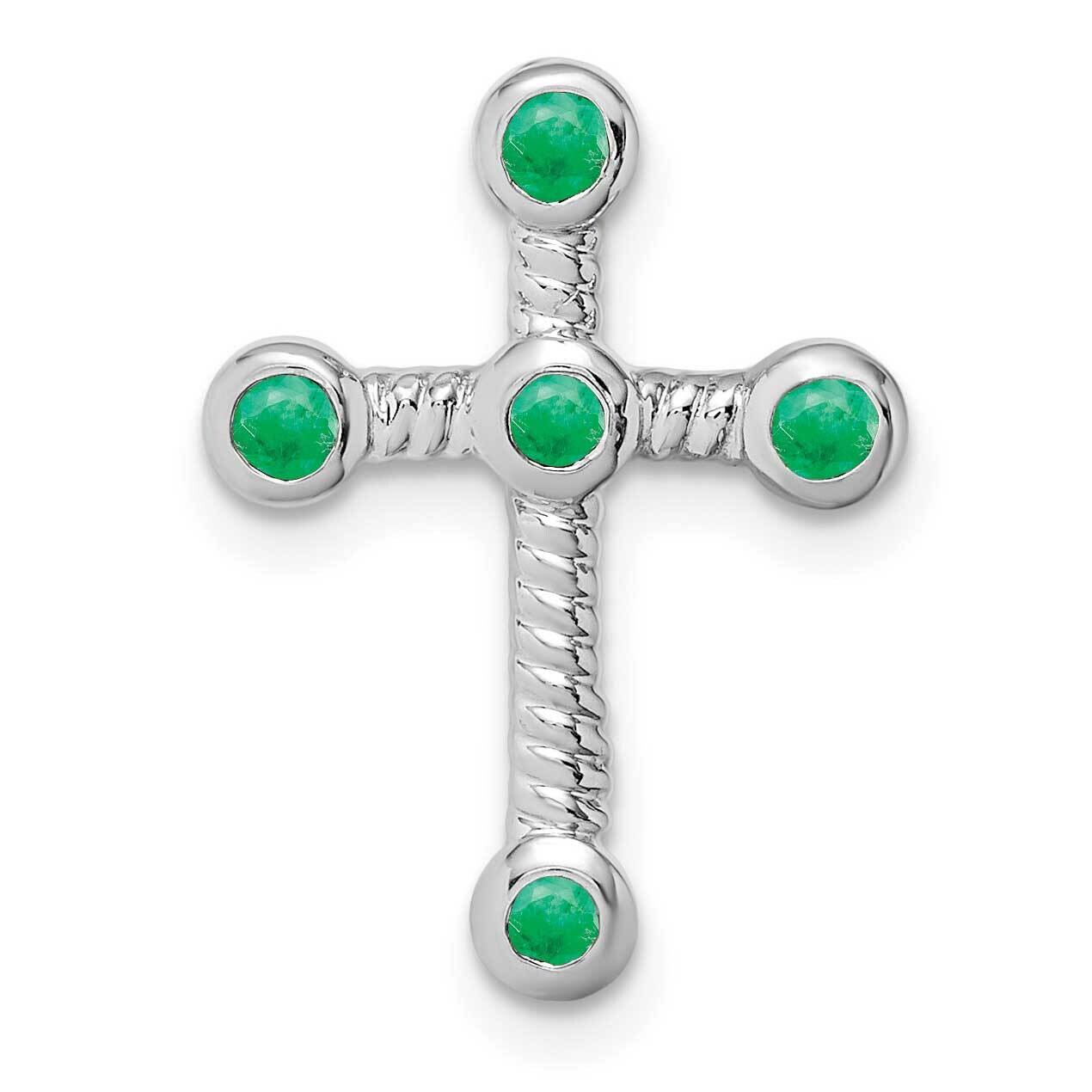 Emerald Cross Chain Slide 19 Inch 14k White Gold PM7174-EM-W, MPN: PM7174-EM-W,