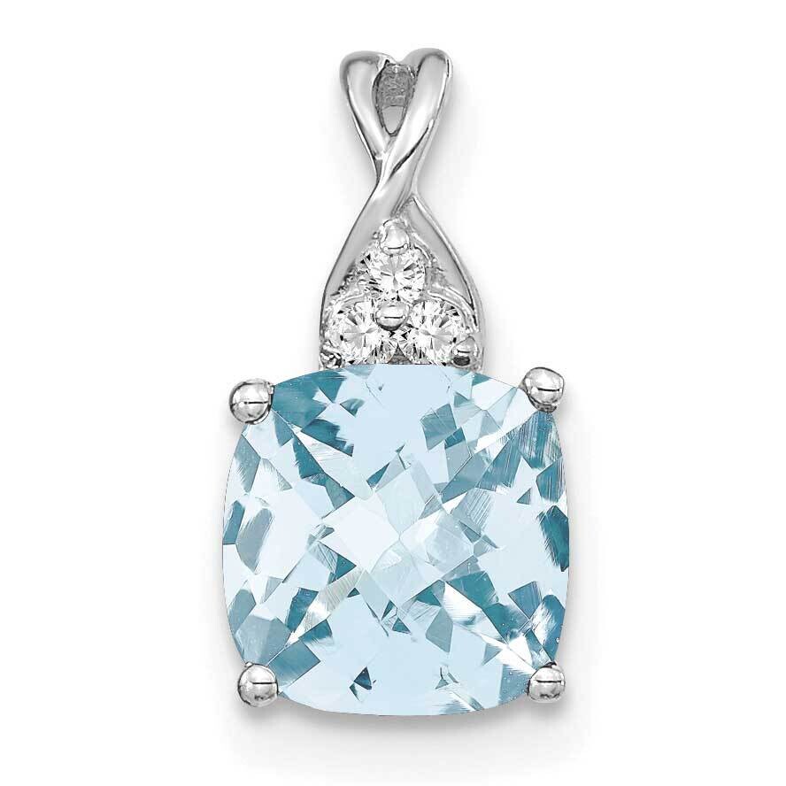 Checkerboard Aquamarine Diamond Pendant 14k White Gold PM4393-AQ-003-WA, MPN: PM4393-AQ-003-WA,