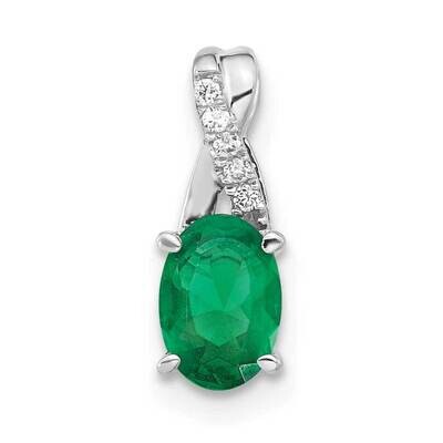 Oval Created Emerald Diamond Pendant 14k White Gold PM4235-CEM-003-WA, MPN: PM4235-CEM-003-WA,