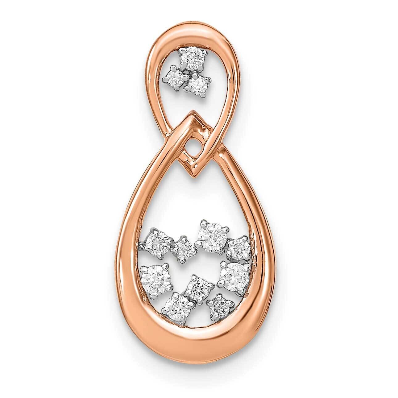 Polished Diamond Double Teardrop Chain Slide 14k Rose Gold PM6863-013-RA, MPN: PM6863-013-RA,