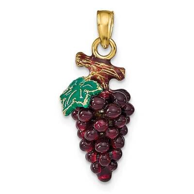 3-D Enamel Purple Grapes Stem &amp; Leaf 14k Gold K6929, MPN: K6929, 63721813144