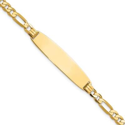 Figaro Rounded Id Bracelet 8 Inch 14k Gold LID108-8, MPN: LID108-8,