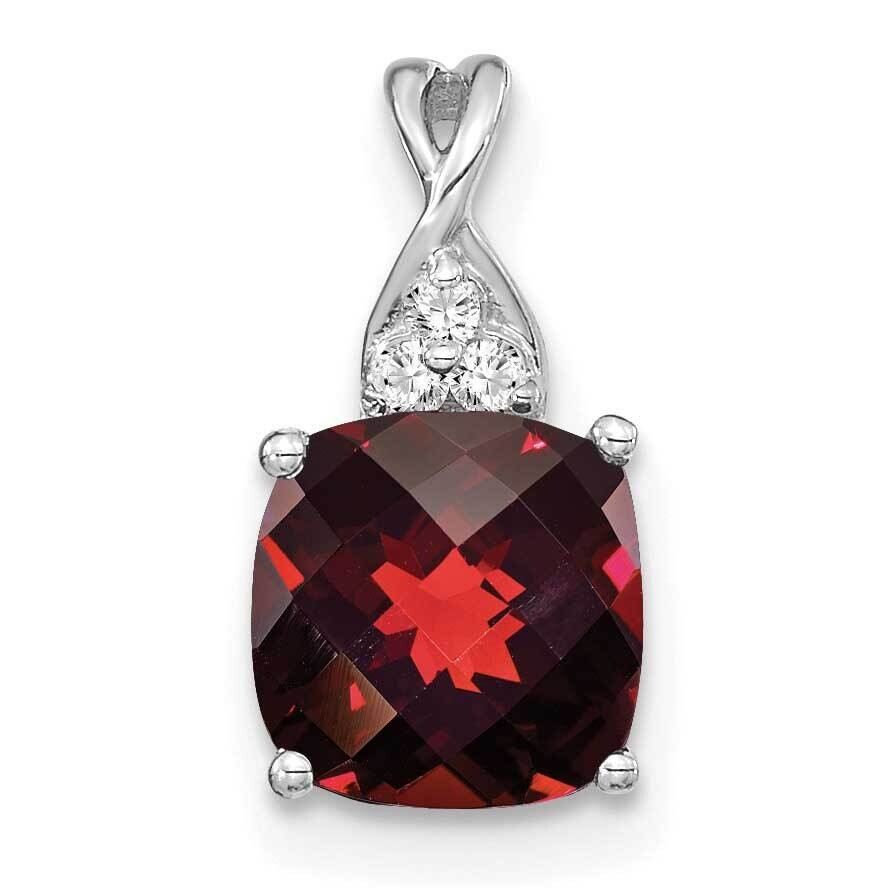 Checkerboard Garnet Diamond Pendant 14k White Gold PM4393-GA-003-WA, MPN: PM4393-GA-003-WA,