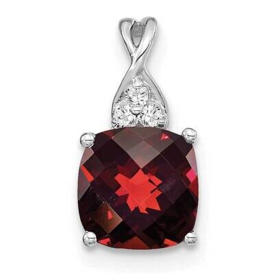 Checkerboard Garnet Diamond Pendant 14k White Gold PM4393-GA-003-WA, MPN: PM4393-GA-003-WA,