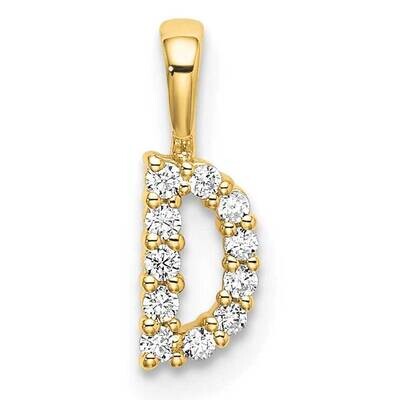 Diamond Letter D Initial Pendant 14k Gold PM6988D-010-YLG, MPN: PM6988D-010-YLG, 883957886244