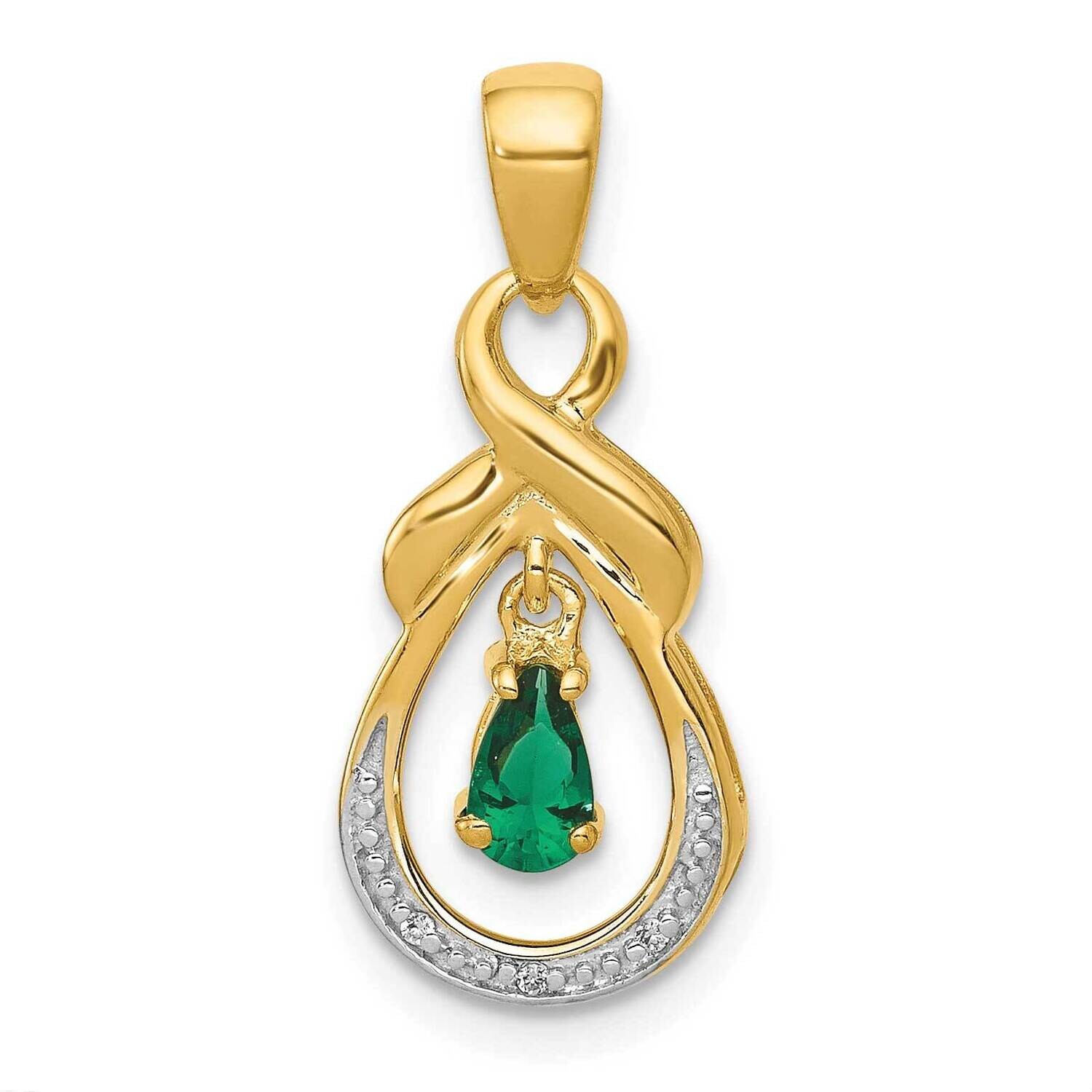 Pear Emerald Diamond Pendant 10k Gold PM5291-EM-001-1YA, MPN: PM5291-EM-001-1YA,