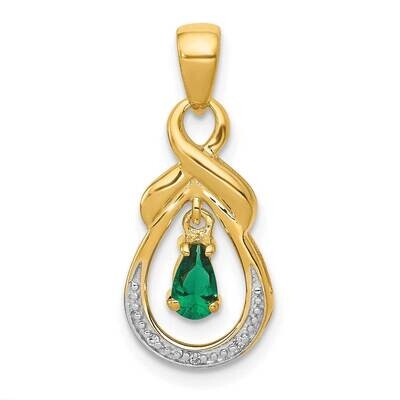 Pear Emerald Diamond Pendant 10k Gold PM5291-EM-001-1YA, MPN: PM5291-EM-001-1YA,
