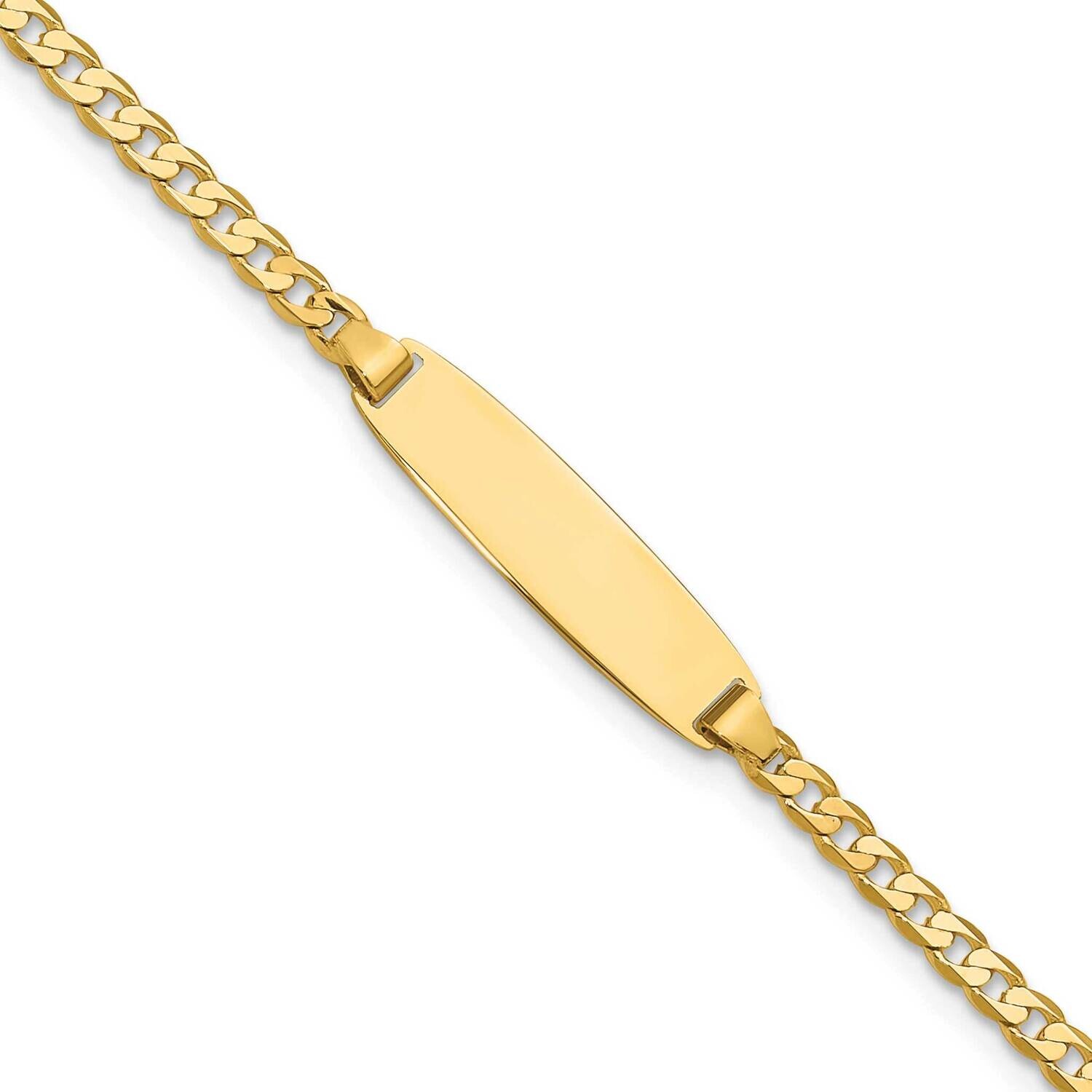 Curb Link Diamond Cut Id Bracelet 7 Inch 14k Gold LID105-7