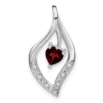 Garnet Diamond Pendant 14k White Gold PM7021-GA-007-WA, MPN: PM7021-GA-007-WA,