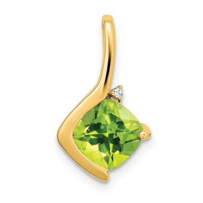Cushion Peridot Diamond Pendant 14k Gold PM7046-PE-001-YA, MPN: PM7046-PE-001-YA,