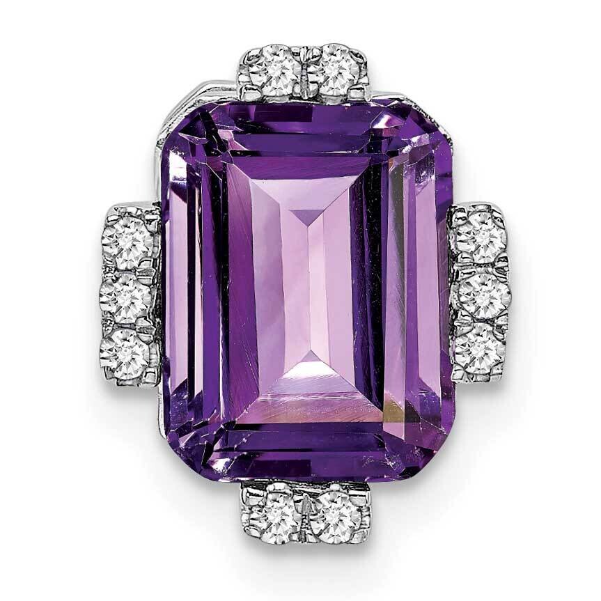 Octagon Amethyst Diamond Chain Slide 14k White Gold PM7106-AM-006-WA, MPN: PM7106-AM-006-WA,