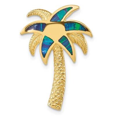 Lab Created Opal Palm Tree Slide 14k Gold K9704, MPN: K9704,