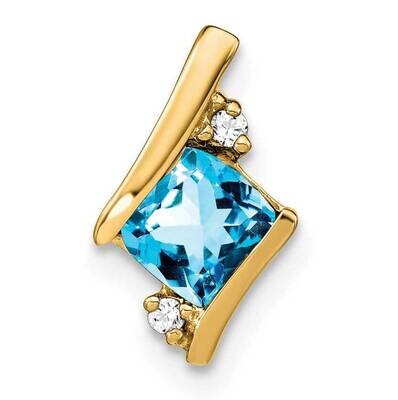 Cushion Blue Topaz Diamond Chain Slide 10k Gold PM7398-BT-002-1YA, MPN: PM7398-BT-002-1YA,