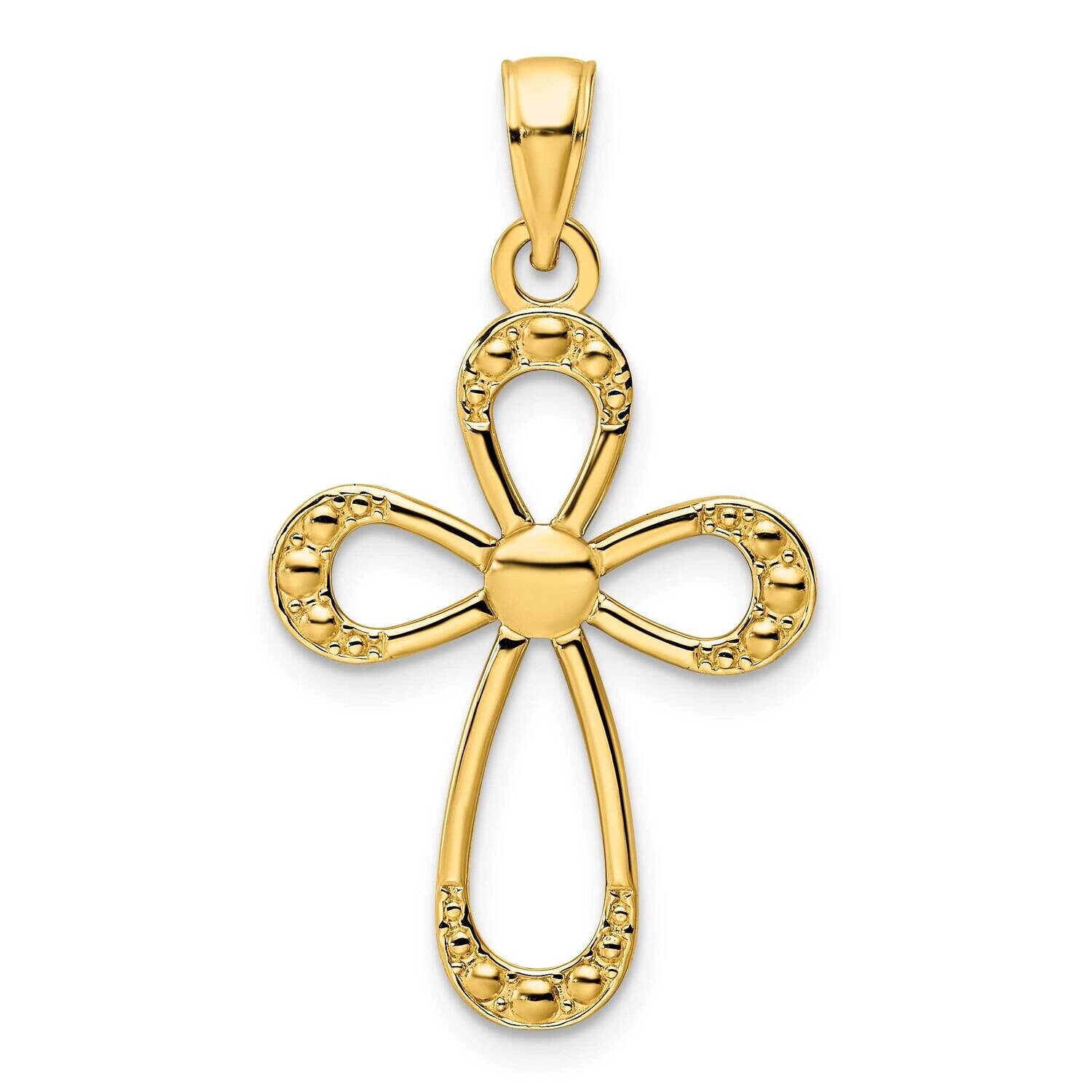 Beaded Cross Pendant 14k Polished Gold K9856, MPN: K9856,