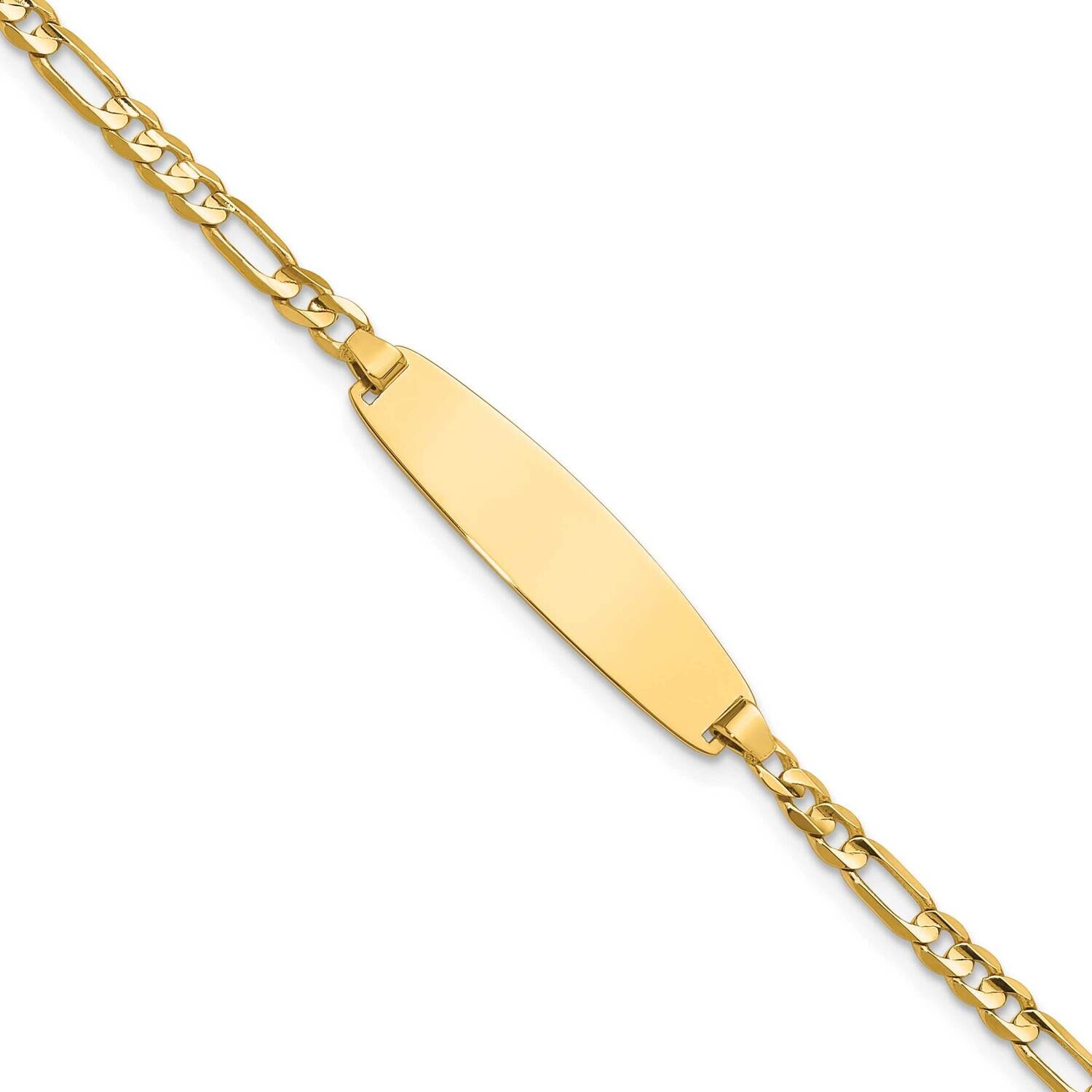 3.0mm Figaro Id Bracelet 7 Inch 14k Gold LID106-7