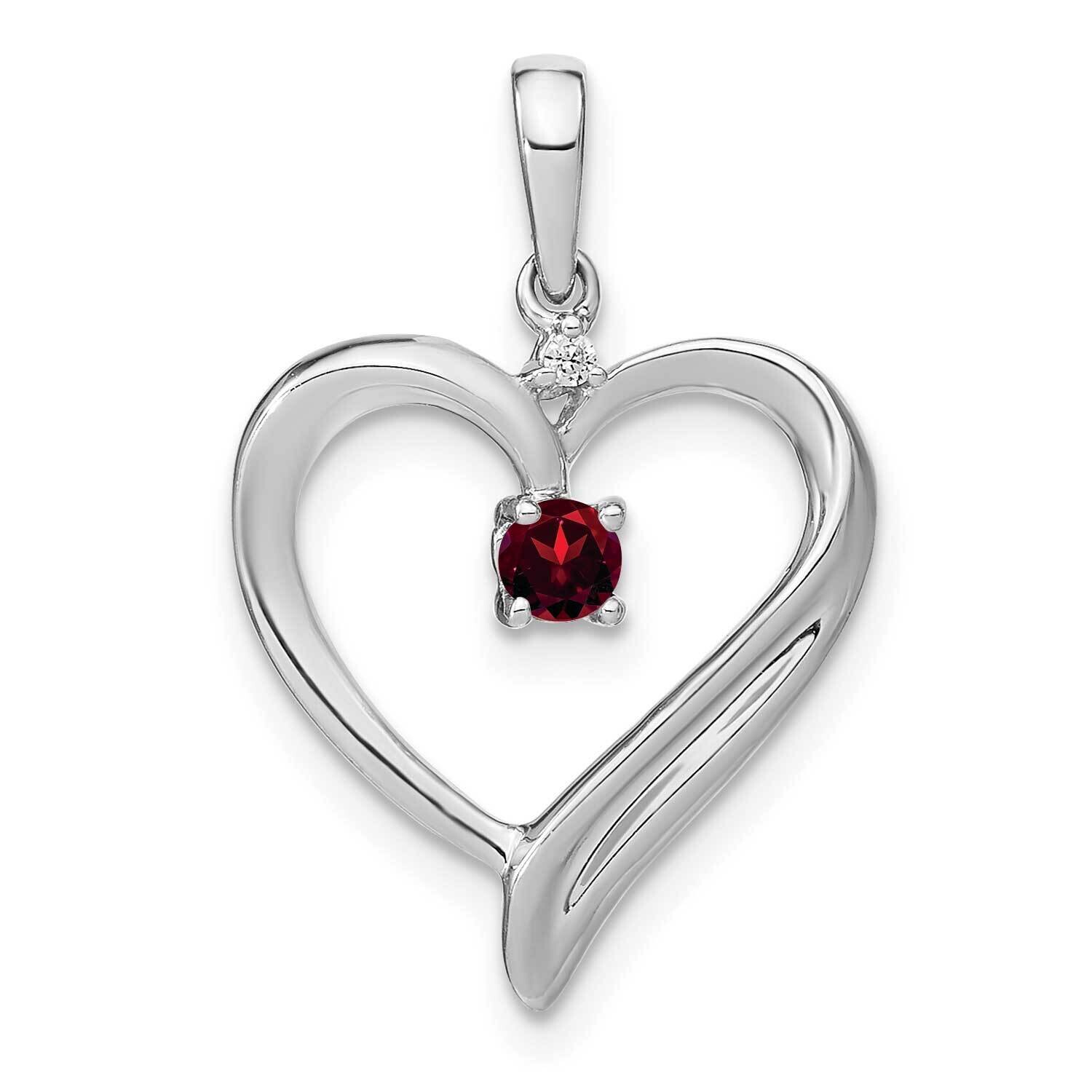 Garnet Diamond Heart Pendant 10k White Gold PM7005-GA-001-1WA, MPN: PM7005-GA-001-1WA,