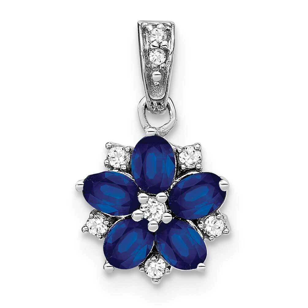 Sapphire Diamond Floral Pendant 14k White Gold PM7207-SA-008-WA, MPN: PM7207-SA-008-WA,