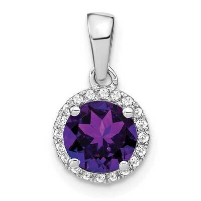 Amethyst Diamond Halo Pendant 14k White Gold PM7068-AM-010-WA, MPN: PM7068-AM-010-WA,
