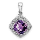 Cushion Amethyst Diamond Pendant 14k White Gold PM7045-AM-004-WA, MPN: PM7045-AM-004-WA,