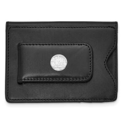 New York Mets Logo Black Leather Money Clip Wallet Sterling Silver MET007MC10-SS, MPN: MET007MC10-S…
