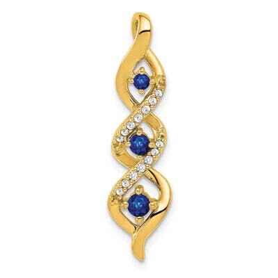 Diamond .26 Sapphire 3-Stone Twisted Chain Slide 10k Gold PM5264-SA-008-1YA, MPN: PM5264-SA-008-1YA,
