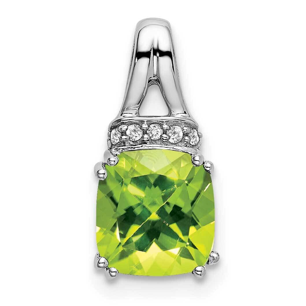 Cushion Peridot Diamond Pendant 14k White Gold PM7074-PE-004-WA, MPN: PM7074-PE-004-WA,