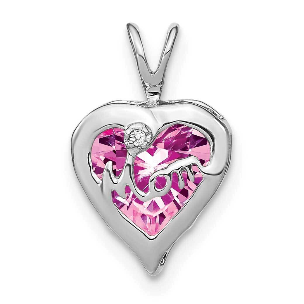 Creat. Pink Sapphire/Diamond Mom Heart Pendant 14k White Gold PM7003-CPS-001-WA, MPN: PM7003-CPS-00…