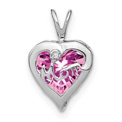 Creat. Pink Sapphire/Diamond Mom Heart Pendant 14k White Gold PM7003-CPS-001-WA, MPN: PM7003-CPS-00…