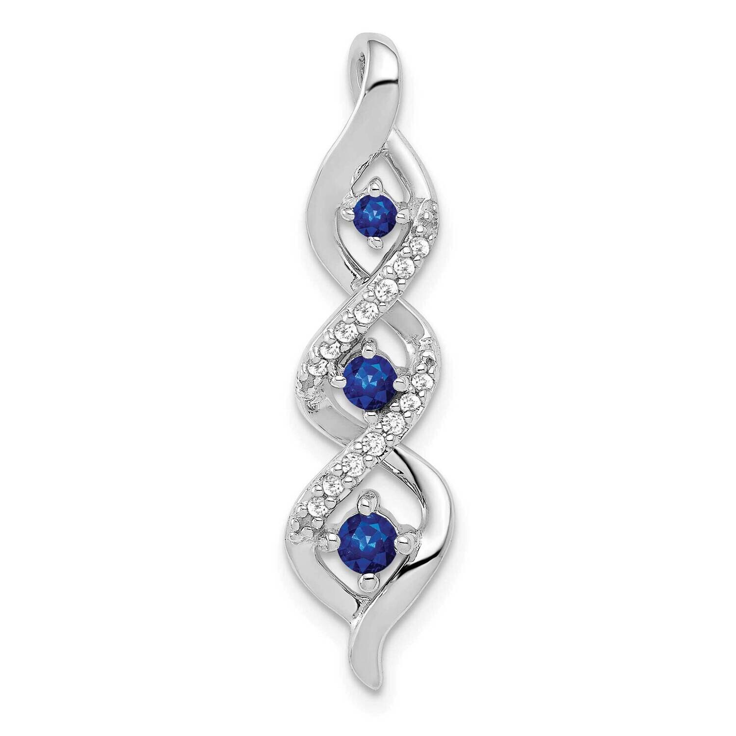 Diamond/.26 Sapphire 3-Stone Twisted Chain Slide 10k White Gold PM5264-SA-008-1WA, MPN: PM5264-SA-0…
