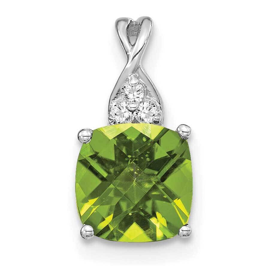 Checkerboard Peridot Diamond Pendant 14k White Gold PM4393-PE-003-WA, MPN: PM4393-PE-003-WA,