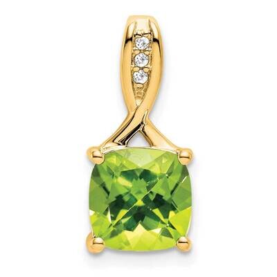 Cushion Peridot Diamond Pendant 14k Gold PM7062-PE-002-YA, MPN: PM7062-PE-002-YA,
