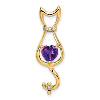 Amethyst Diamond Cat Pendant 14k Gold PM7030-AM-002-YA, MPN: PM7030-AM-002-YA,