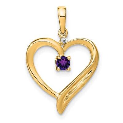 Amethyst Diamond Heart Pendant 14k Gold PM7005-AM-001-YA, MPN: PM7005-AM-001-YA,