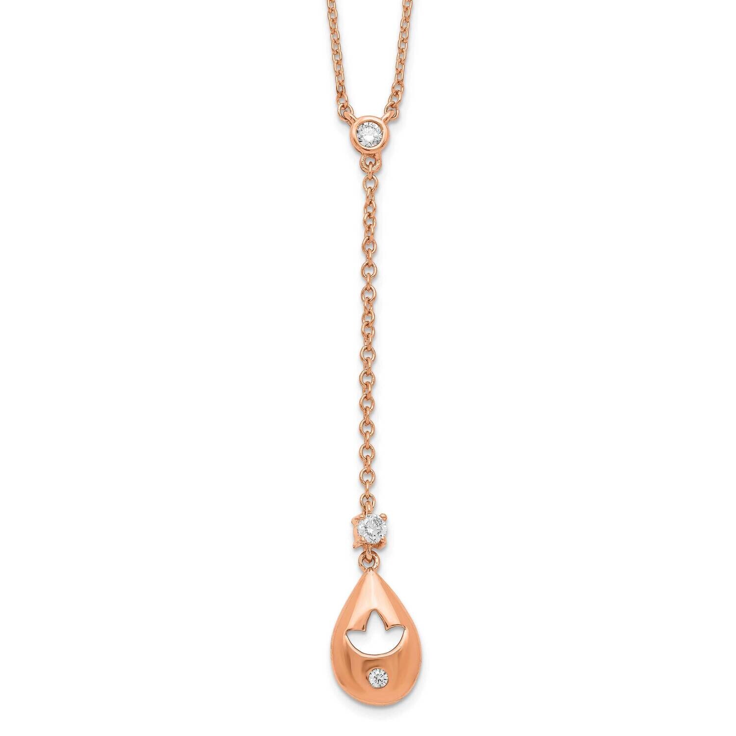 Diamond Teardrop Flower Dangle 18 Inch Necklace 14k Rose Gold PM6883-007-RA, MPN: PM6883-007-RA, 88…