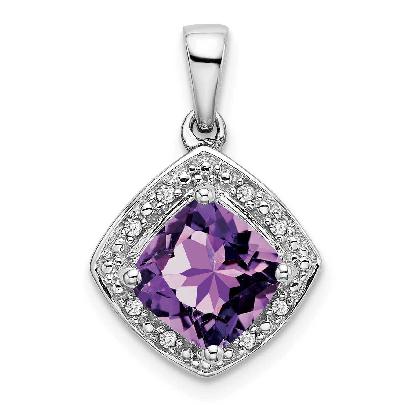 Cushion Amethyst Diamond Pendant 10k White Gold PM7045-AM-004-1WA, MPN: PM7045-AM-004-1WA,